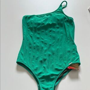 NWT Salinas Green One-Shoulder Swimsuit